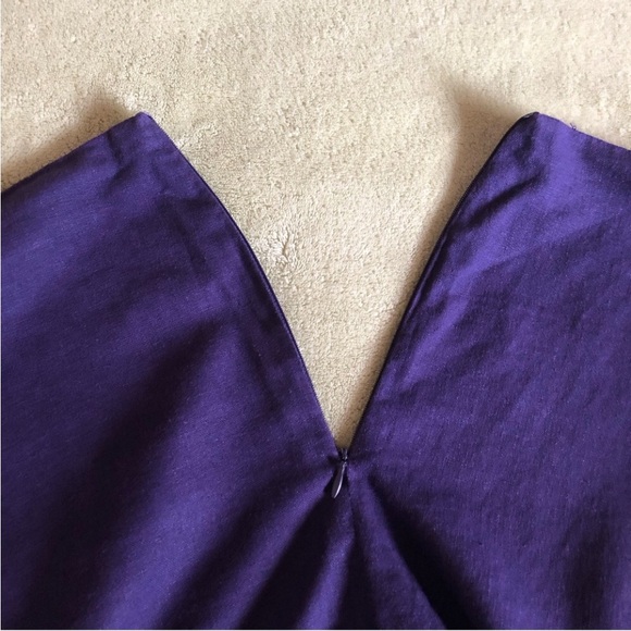 Sag Harbor skirt fit flare purple floral applique linen blend unlined Boho midi - Picture 7 of 9